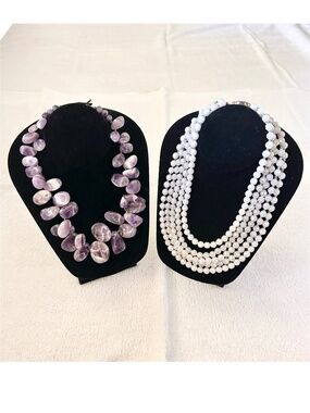 2 Artisan Made Necklaces. Real stone agate gemstones necklaces with metal clasps